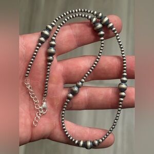 STERLING SILVER NATIVE AMERICAN SW NAVAJO PEARL 3,6,8mm GRADUATED NECKLACE .925